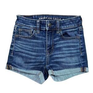 American Eagle Hi Rise Shortie Jeans Shorts Size 0